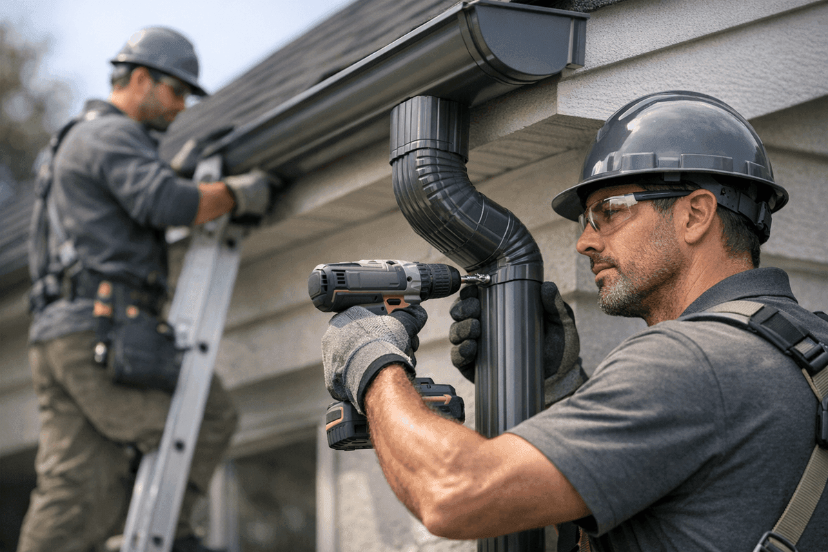 Downspout Installation service by KRB Contractors Roofing